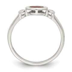 Sterling Silver Rhodium-plated Polished Garnet and White Topaz Ring