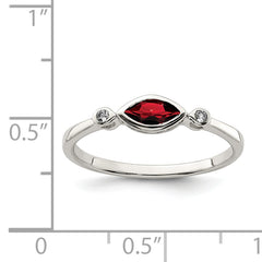 Sterling Silver Rhodium-plated Polished Garnet and White Topaz Ring