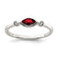 Sterling Silver Rhodium-plated Polished Garnet and White Topaz Ring
