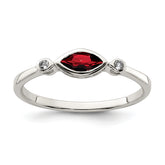 Sterling Silver Rhodium-plated Polished Garnet and White Topaz Ring