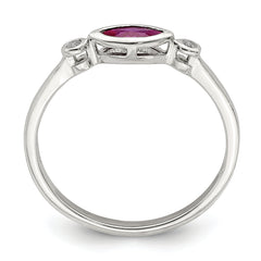 Sterling Silver Rhod-pltd Polished Created Ruby and White Topaz Ring