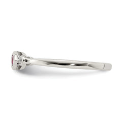 Sterling Silver Rhod-pltd Polished Created Ruby and White Topaz Ring