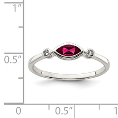 Sterling Silver Rhod-pltd Polished Created Ruby and White Topaz Ring
