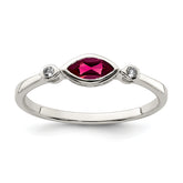 Sterling Silver Rhod-pltd Polished Created Ruby and White Topaz Ring