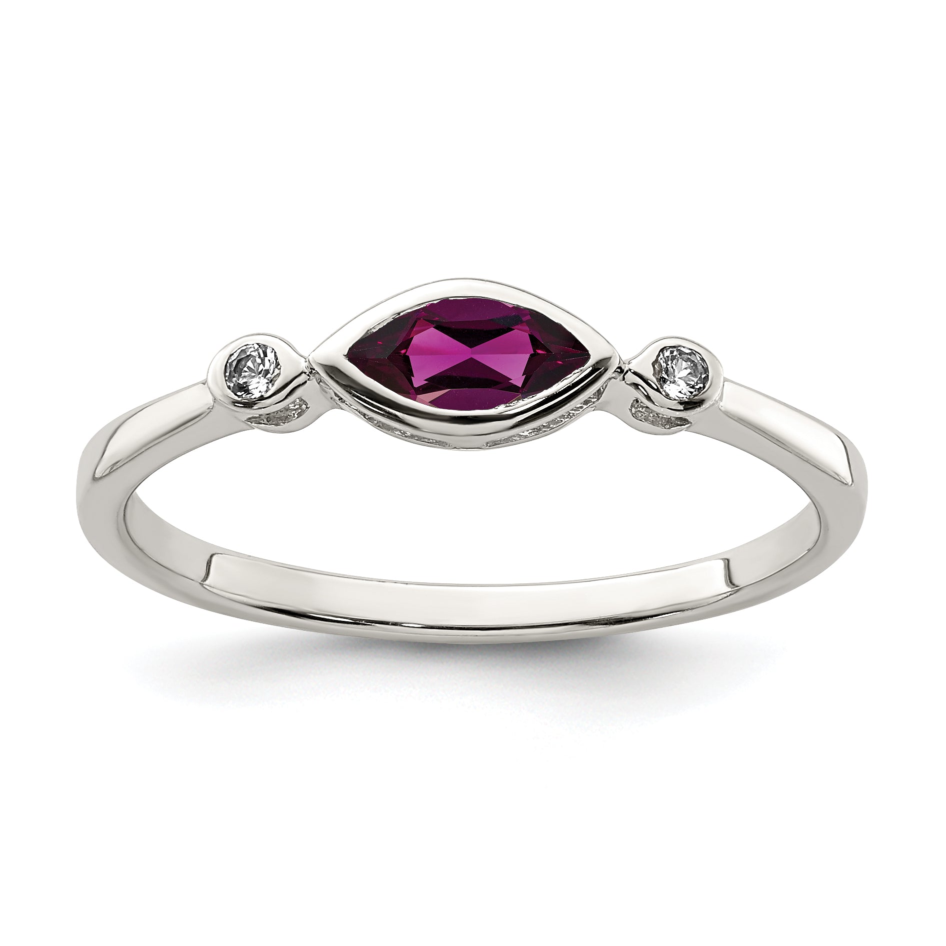 Sterling Silver Rhodium-plated Polished Rhololite and White Topaz Ring