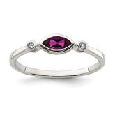Sterling Silver Rhodium-plated Polished Rhololite and White Topaz Ring