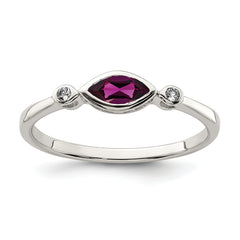 Sterling Silver Rhodium-plated Polished Rhololite and White Topaz Ring