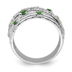 Sterling Silver Rhod-plat Chrome Diopside and Peridot Ring