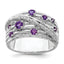 Sterling Silver Rhodium-plated Polished Amethyst and Diamond Ring, Size 6–8 - Sophia Jewelers