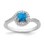 Created Blue Opal Halo Ring in Sterling Silver, Textured, Size 6–8 - Sophia Jewelers
