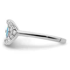 Sterling Silver Rhodium-plated Enameled & CZ Eye Toe Ring