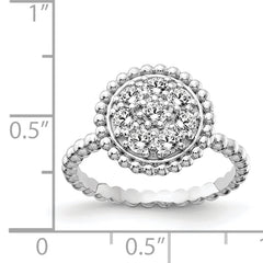 Sterling Shimmer Sterling Silver Rhodium-plated 8 Stone CZ Round Beaded Ring