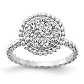 Sterling Shimmer Sterling Silver Rhodium-plated 8 Stone CZ Round Beaded Ring