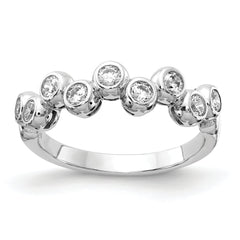 Sterling Shimmer Sterling Silver Rhodium-plated 9 Stone CZ Ring
