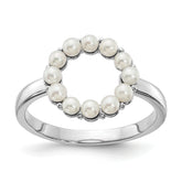 Sterling Silver Rhodium-plated 2-2.5mm White Button Freshwater Cultured Pearl Ring