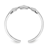 Sterling Silver Rhodium Plated Stars Adjustable Ring