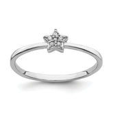Sterling Silver Rhodium Plated CZ Star Ring