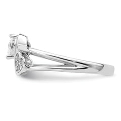 Sterling Silver Rhodium plated CZ Hearts Ring