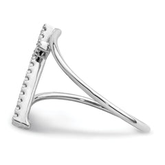 Sterling Silver Rhodium-plated Polished CZ Cross Ring