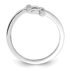 Sterling Silver Rhodium-plated CZ Double Cross Adjustable Ring