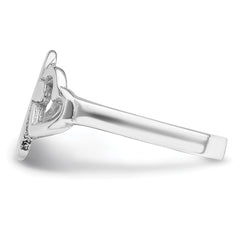 Sterling Silver Rhodium plated Hearts & Cross Ring