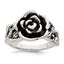 Rose Flower Ring in Sterling Silver, Antiqued - Sophia Jewelers
