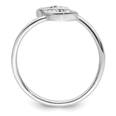 Sterling Silver Rhodium-plated Polished Blue & White CZ Eye Adjustable Ring