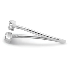 Sterling Silver Rhodium-plated Polished Blue & White CZ Eye Adjustable Ring