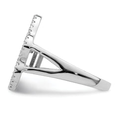 Sterling Silver Rhodium-plated Polished CZ Paw Print Ring