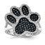 Sterling Silver Rhodium-plated Polished CZ Paw Print Ring - Sophia Jewelers