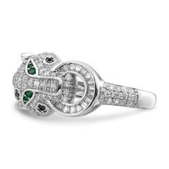 Sterling Silver Rhodium-plated Polished CZ Cheetah Ring