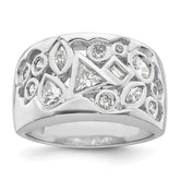 Sterling Silver Rhodium-plated Multi-shaped CZ Ring