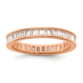 Sterling Silver Polished Rose-tone Channel Set CZ Band