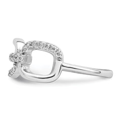 Sterling Silver Rhodium-plated Polished CZ 3 Square Ring