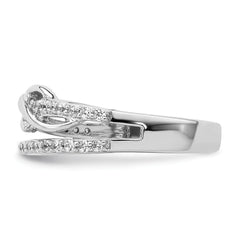Sterling Silver Rhodium-plated CZ Twist Ring