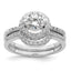 Sterling Silver Rhodium-plated CZ Halo Engagement Ring & Band Set, Size 6–8 - Sophia Jewelers