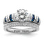 Blue & White Cubic Zirconia Engagement Ring in Sterling Silver - Sophia Jewelers