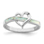Sterling Silver Rhodium-Plated White Created Opal Inlay Heart Ring