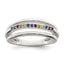 Rainbow Cubic Zirconia Three-Band Ring in Sterling Silver - Sophia Jewelers