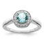 Sterling Silver Rhodium-Plated Cubic Zirconi and Light Blue GlaSterling Silver Stone Ring