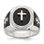 Men's Black Agate Ring in Sterling Silver, Textured, Size 9–11 - Sophia Jewelers