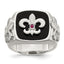 Men's .03Ruby/Black Agate Fleur-de-Lis Ring in Sterling Silver, Size 9–11 - Sophia Jewelers