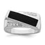 Sterling Silver Rhodium-plated CZ & Onyx Ring