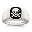 Sterling Silver Black Enameled Mens Skull and Crossbones Ring, Size 9–11 - Sophia Jewelers