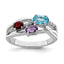 Sterling Silver RH-plated 1.15t.w. BT/AM/GA/WT Oval Ring