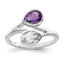 Pear Amethyst & White Topaz Ring in Sterling Silver, 7x5mm, Size 6–8 - Sophia Jewelers