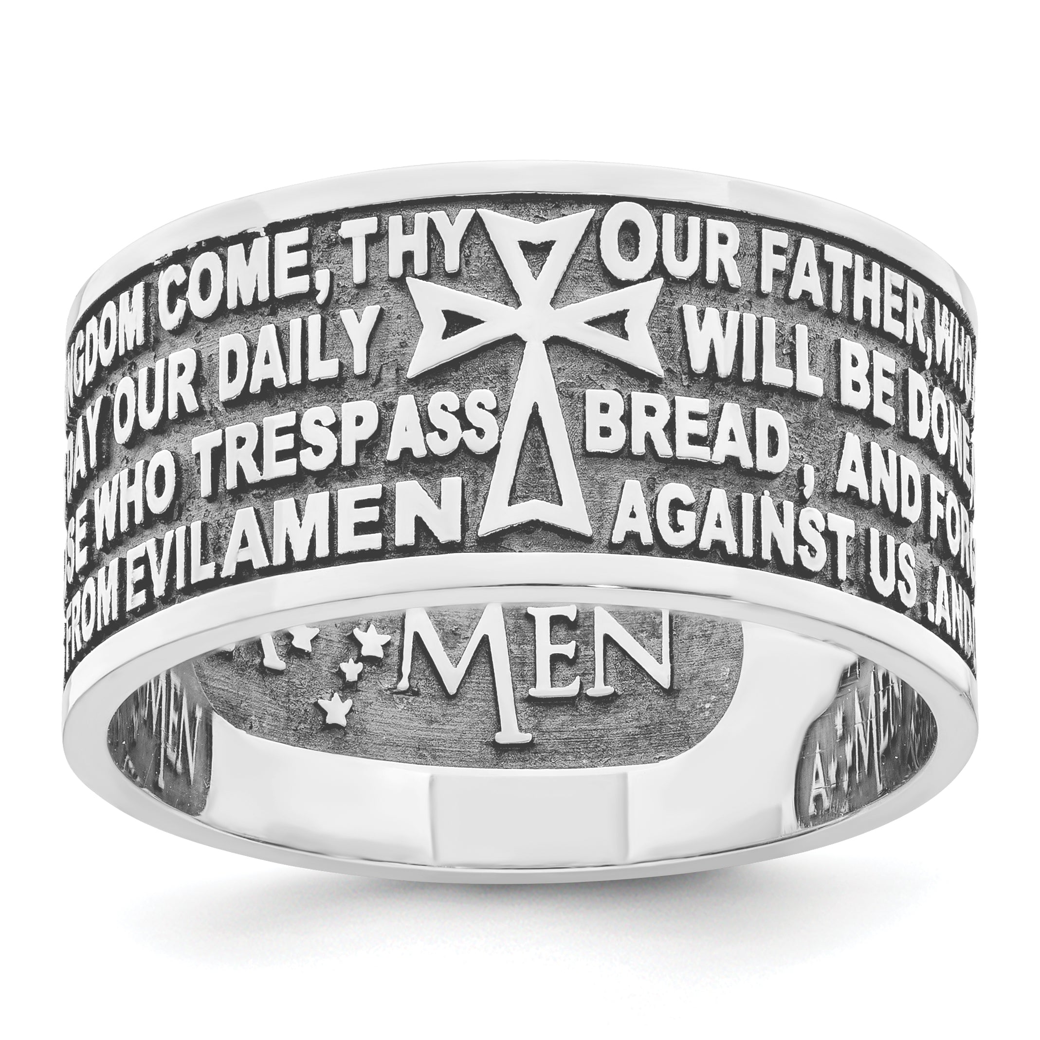 AMEN Sterling Silver Rhodium-plated Size 6.5 Lord's Prayer Ring