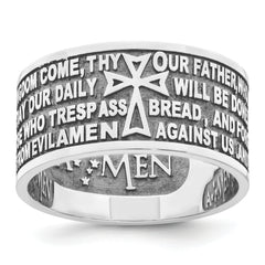 AMEN Sterling Silver Rhodium-plated Size 6.5 Lord's Prayer Ring