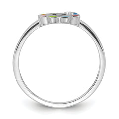 Sterling Silver RH-plated Multi-color Enameled Smiling Sun Children's Ring