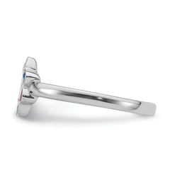 Sterling Silver RH-plated Multi-color Enameled Smiling Sun Children's Ring